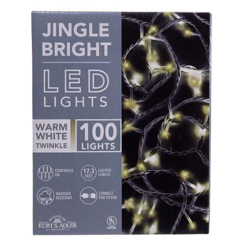 100L WARM WHITE TWINKLE LED WHITE WIRE JINGLE