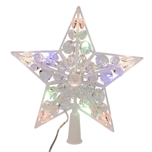 8.65"PRELIT DUAL COLOR MULT+WRM WHT LED STAR TREETOP