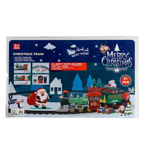 BATTERY OPERATED MUSICAL TRAIN WIHT TREE & SANTA TABLE PIECE