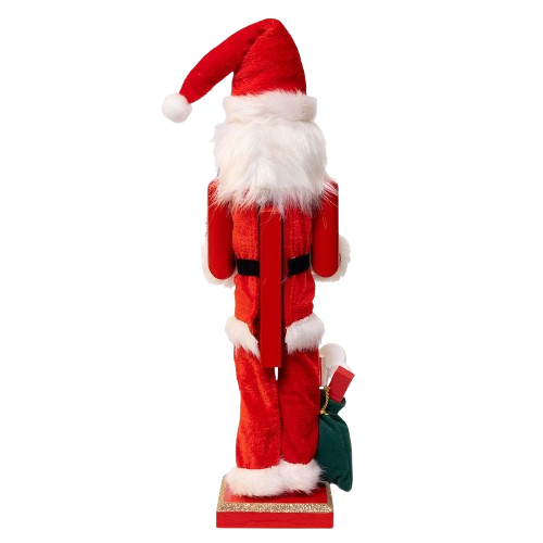 15"WOODEN SANTA W/GIFTS & TREE NUTCRACKER