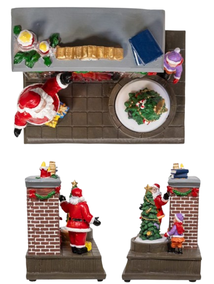 ANIMATED FIREPLACE SCENE WITH SANTA & TREE