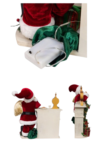 17" KSA KRINGLES SANTA WITH LED FIREPLACE MANTLE 