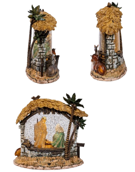 8" BATTERY OPERATED USB LIGHTED NATIVITY SCENE WITH SPINNING GLITTER WATER