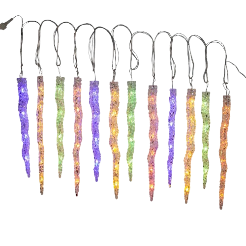 7' 60L Dual Color (Multicolor & Warm White) LED Icicle String Light + Remote