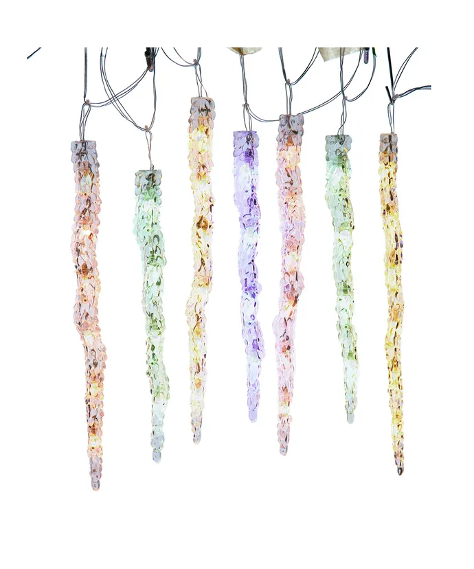 7' 60L Dual Color (Multicolor & Warm White) LED Icicle String Light + Remote