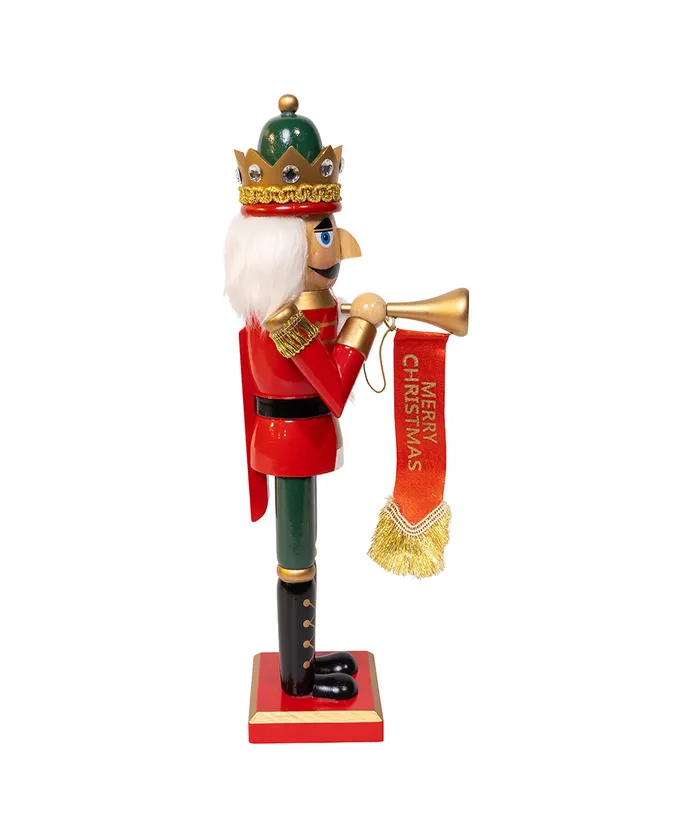 15" RED & GREEN WITH HORN NUTCRACKER