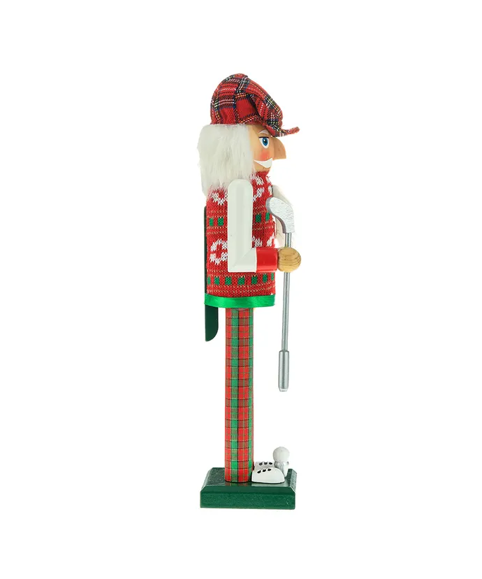 15" Red and Green Golfer Nutcracker