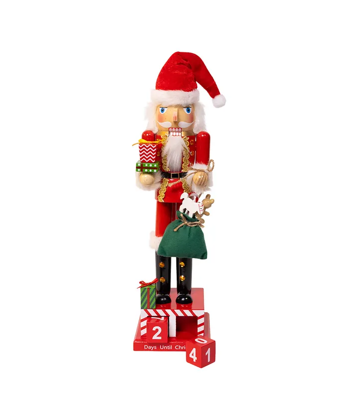 15" SANTA CALENDAR  WITH GIFTS NUTCRACKER