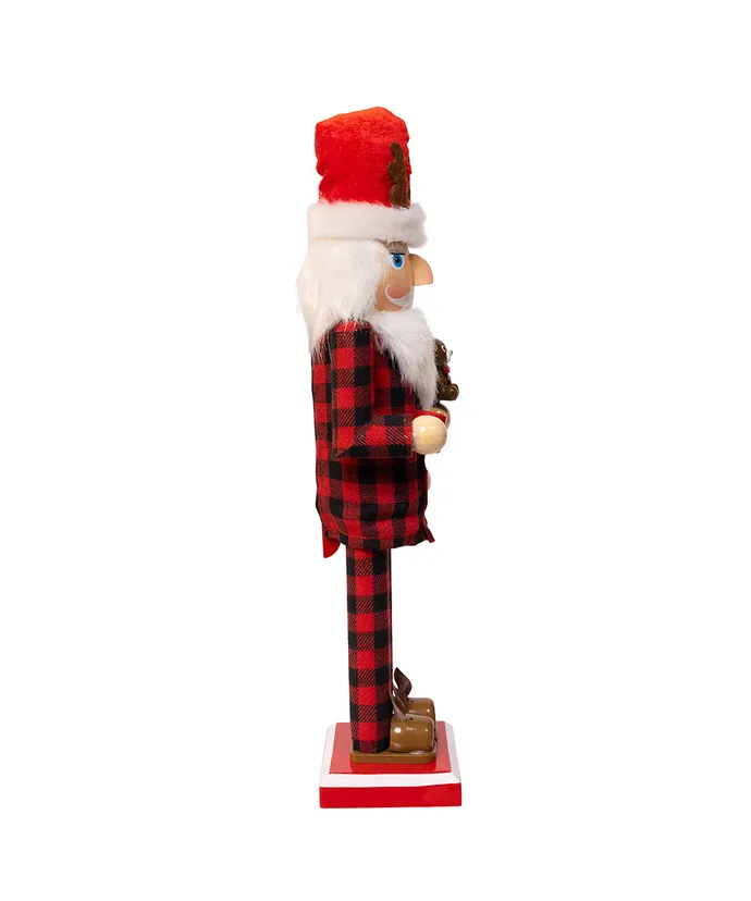 15" SANTA WIHT RED PAJAMAS NUTCRACKER