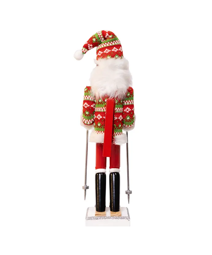 15" SKI SANTA WITH CHRISTMAS SWEATER NUTCRACKER
