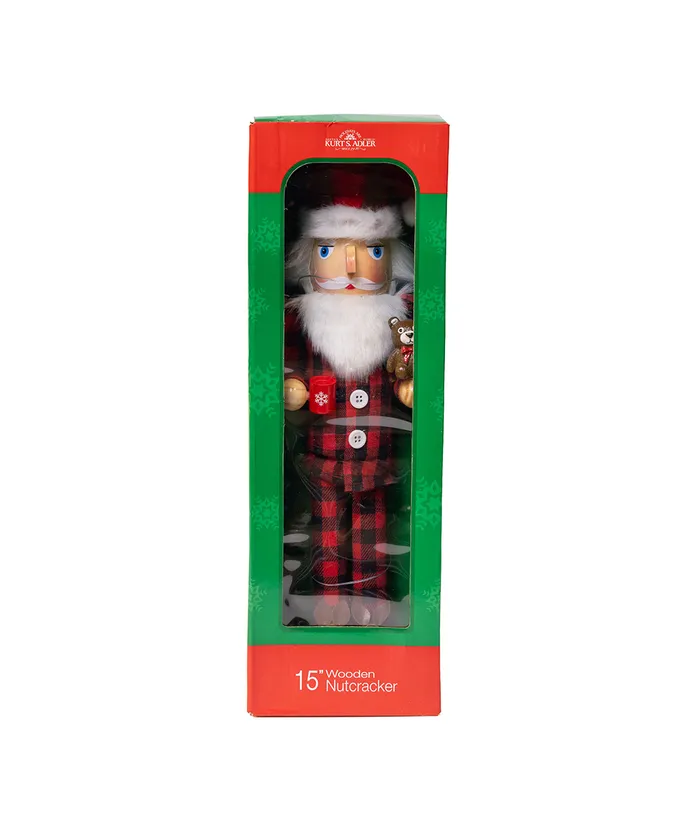 15" SANTA WIHT RED PAJAMAS NUTCRACKER