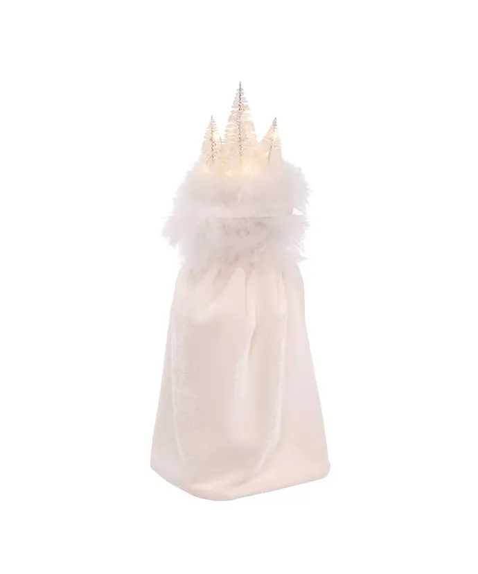 15"HOLLY WOOD WHITE WINTER KING LED NUTCRACKER