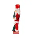 15"WOODEN SANTA W/GIFTS & TREE NUTCRACKER