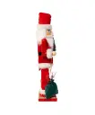 15"WOODEN SANTA W/GIFTS & TREE NUTCRACKER