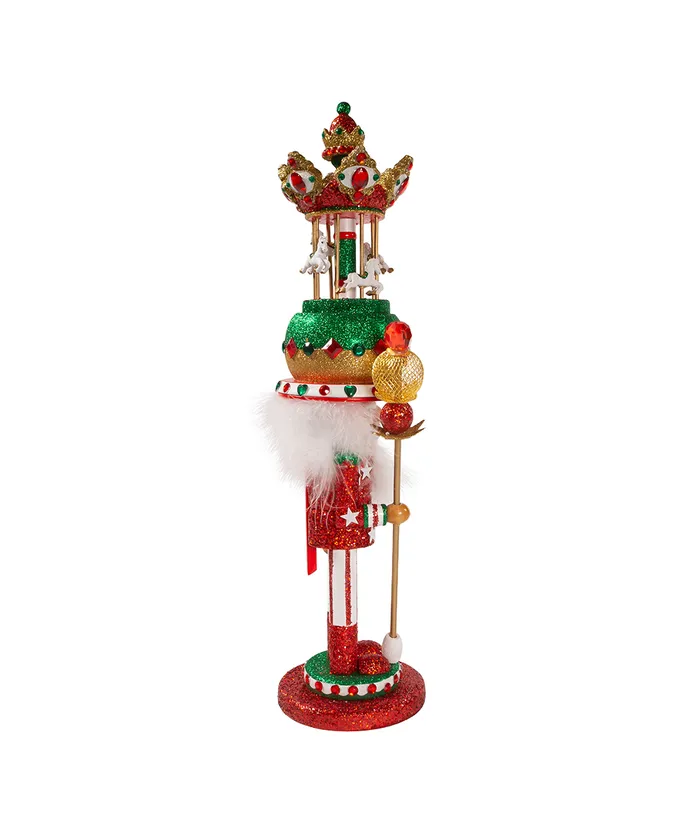18"HOLLY WOOD CAROUSEL HAT MUSICAL NUTCRACKER.