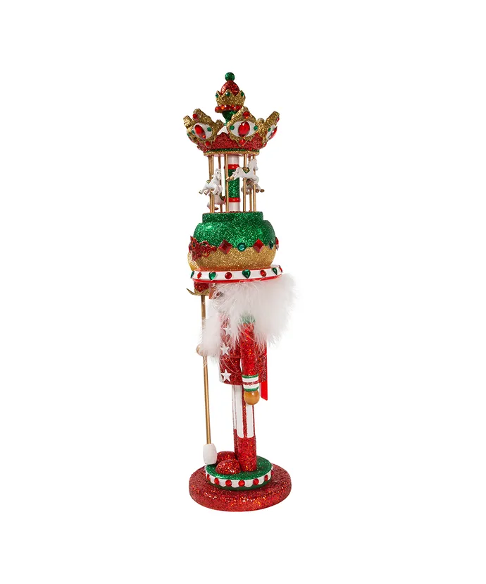 18"HOLLY WOOD CAROUSEL HAT MUSICAL NUTCRACKER.