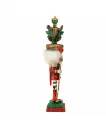 18"HOLLY WOOD RED & GREEN LEAVES HAT NUTCRACKER.