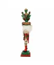 18"HOLLY WOOD RED & GREEN LEAVES HAT NUTCRACKER.