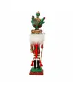 18"HOLLY WOOD RED & GREEN LEAVES HAT NUTCRACKER.