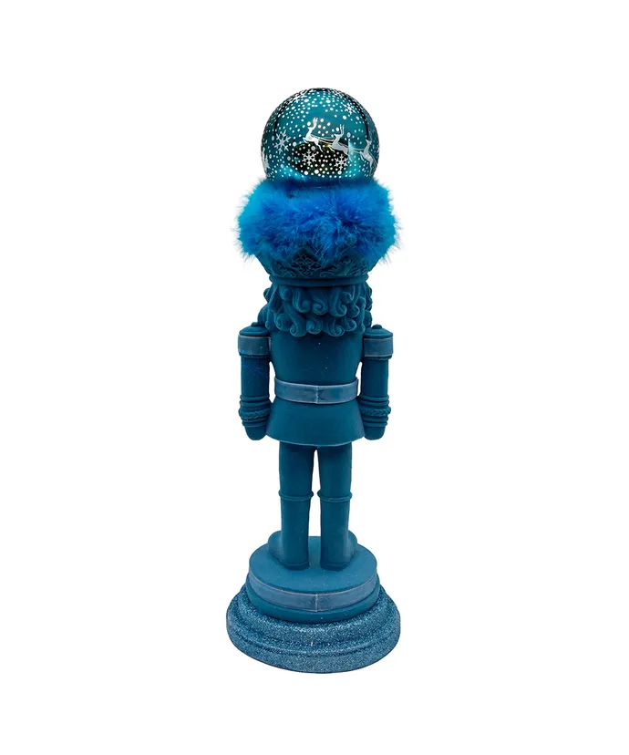20" HOLLYWOOD NUTCRACKER BATTERY OPERATED MUSICAL LIGHTED FLOCKED BLUE