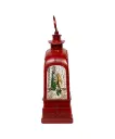 8.5" BATTERY OPERATED USB LED LIGHTED SANTA ON SLEIGH LANTERN WITH SPINNING GLITTER WATER