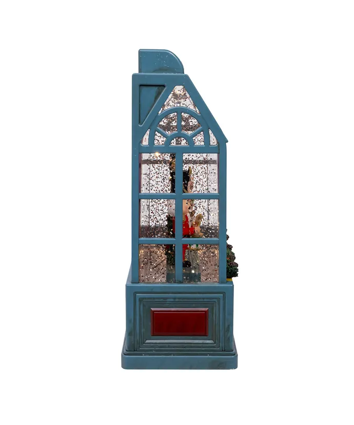8.375" BATTERY OPERATED USB LED LIGHTED CHRISTMAS SHOP WITH SPINNING GLITER WATER 