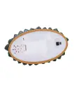 13.5" BATTERY OPERATED USB LED LIGHTED SANTA & DEER TREETOP WITH SPINNING GLITTER WATER