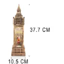 15´´H B/O LIGHTED SPINNING WATER GLOBE CLOCK TOWER HOLIDAY FIGURINE