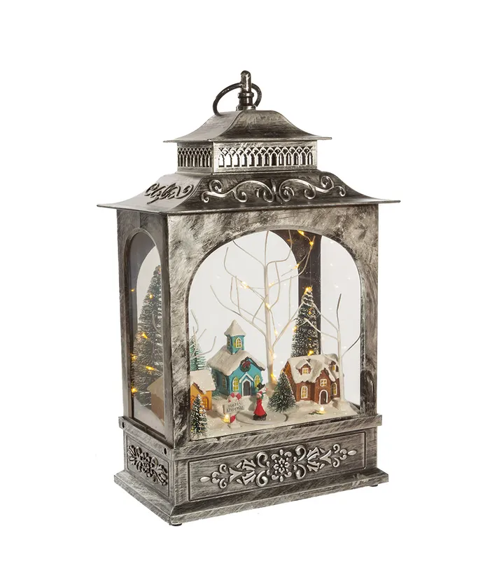 15" BATTERY OPERATED LED MUSICAL CHRISTMAS VILLAGE LANTERN 