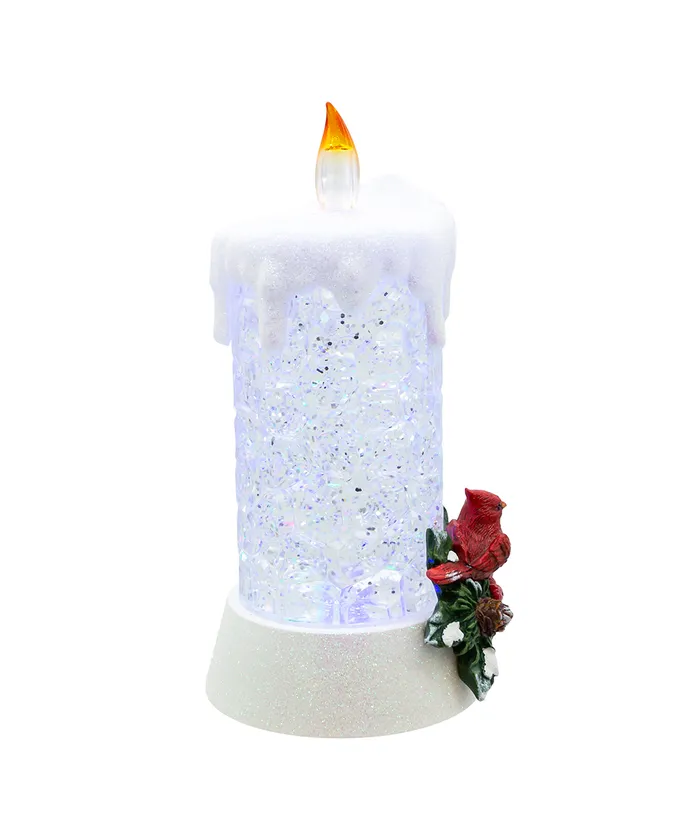 8.5" BATTERY OPERATED COLOR CHANGING LED LIGHTED CARDINAL CANDLE WATER