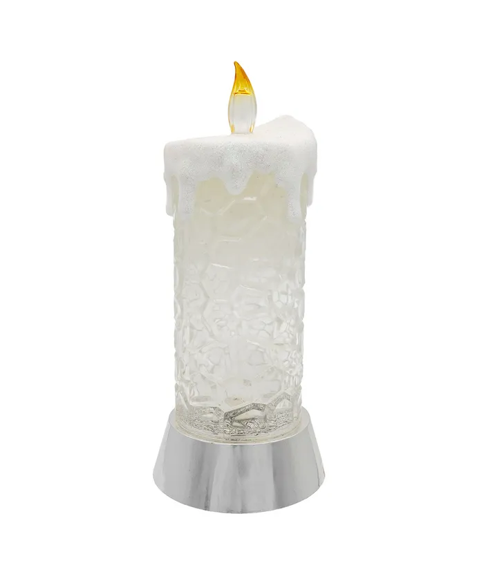 9.25" BATTERY OPERATED COLOR CHANGING LED SNOWING CANDLE WATER