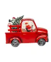 9.5" BATTERY OPERATED USB LED LIGHTED SANTA & CHRISTMAS TREE IN TRUCK WATER GLOBE 