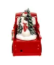 9.5" BATTERY OPERATED USB LED LIGHTED SANTA & CHRISTMAS TREE IN TRUCK WATER GLOBE 
