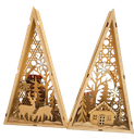C11.5"H B/O LIGHTED WOOD FOREST SCENE TABLE DECOR, 2 ASST