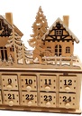 17.7"L B/O LIGHTED LASER CUT WOOD HOLIDAY VILLAGE SCENE ADVENT CALENDAR