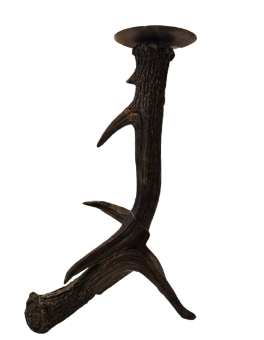 14" RESIN W/METAL ANTLER CANDLE STAND