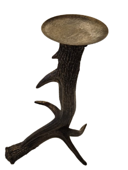 14" RESIN W/METAL ANTLER CANDLE STAND