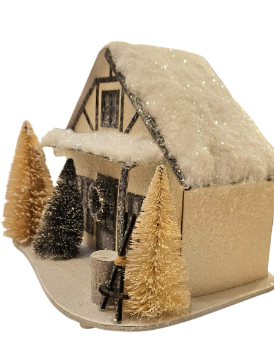 10" LED/BTY/TMR CARDBOARD SKI CHALET