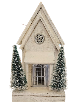 14.4"H B/O LIGHTED WOOD HOLIDAY HOUSE / INDIVIDUAL 
