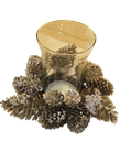 12" ICED PINECONE CANDLE RINGW/HURRICANE