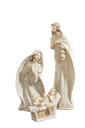 7-18´´WHITEWASH NATIVITY W/GOLD TRIM SET/9´´