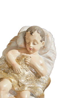 7-18´´WHITEWASH NATIVITY W/GOLD TRIM SET/9´´