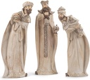 7-18´´WHITEWASH NATIVITY W/GOLD TRIM SET/9´´