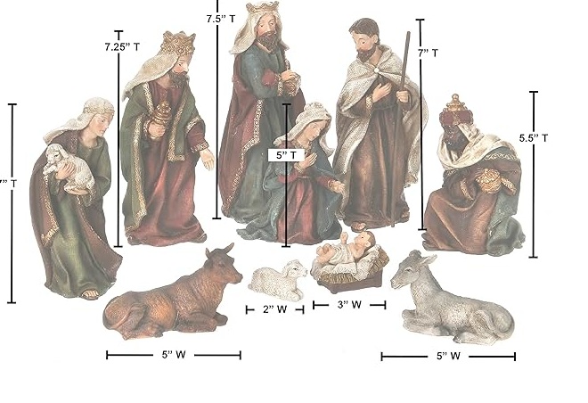 2-7.5´´RESIN LINEN NATIVITY SET/10 PICT BOX