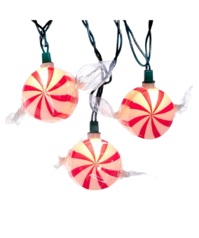 10/L RED PEPPERMINT CANDY LIGH SET 