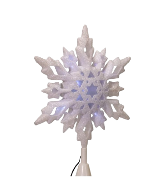 10´´COOL WHT LED GLTR SNWFLK TREETP