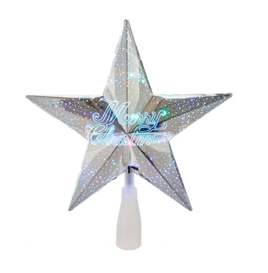 18L 10"MERRY XMAS SILV STAR TR