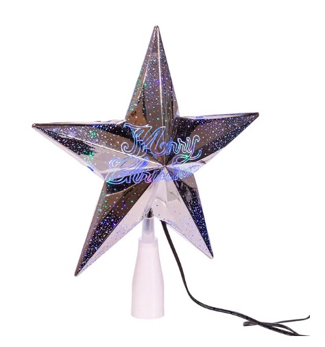 18L 10"MERRY XMAS SILV STAR TR
