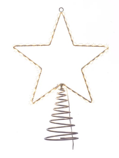 17.5"SILVER LIGHTED TREETOP LED LIGHS WRAP ON STAR