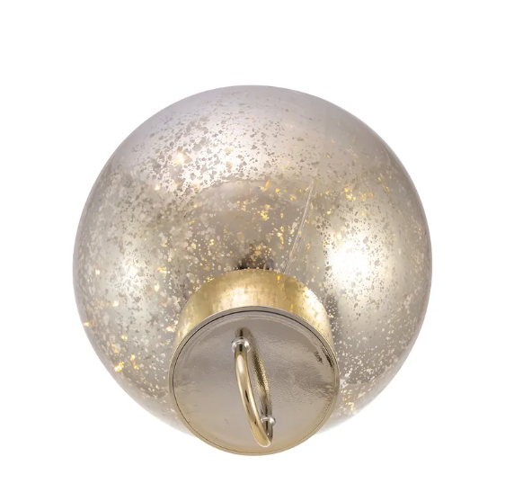 200MM PLASTIC LED GOLD BALL TABLEPIECE WARM WHITE 
